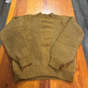 Womens, Golden Taupe, LOFT, Cable‑Knit Mock Neck Sweater